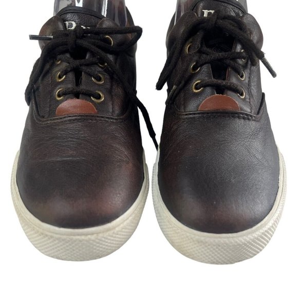 Polo Ralph Lauren Boys 7 Vaughn Brown Sneaker Leather Lace Up Round Toe Preppy - Picture 4 of 10